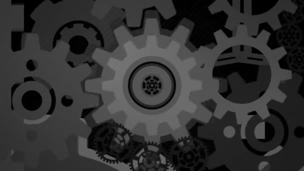 Industrial wheel background,black and white cogwheels — Stock Video