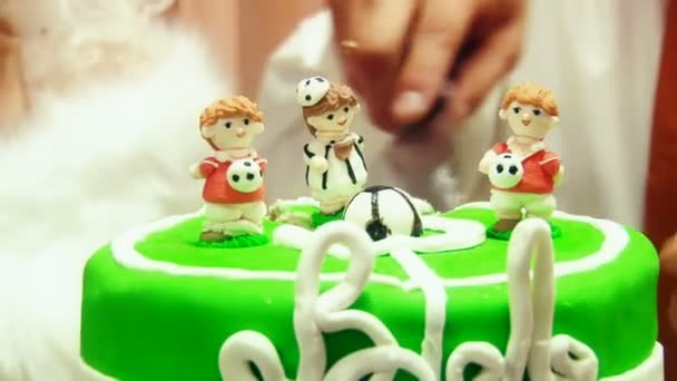 Cortar o bolo de casamento — Vídeo de Stock