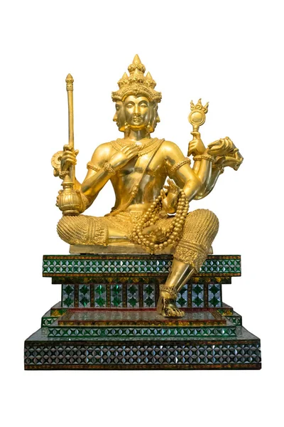 Vishnu Heykeli Beyaz Arka Planda Izole Bir Şekilde Tahtta Oturuyor — Stok fotoğraf