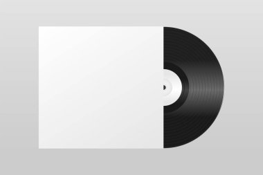 Şeffaf bir arkaplanda vinil kayıtlarının gerçekçi bir çizimi