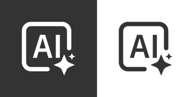 Yapay zeka işareti. Yapay zeka arayüzü oluştur. Yapay zeka, fikir üretmek için komut yoluyla girer. Uygulamalar ve web siteleri için simge ögesi