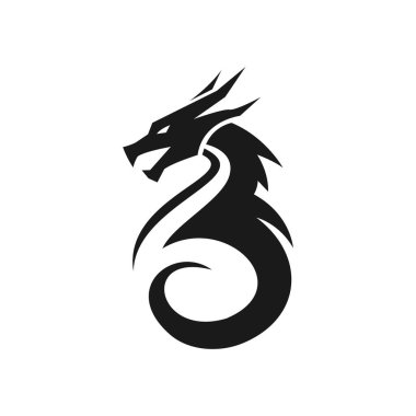 Düz dizayn ejderha logosu çizimi