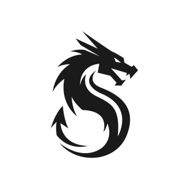 Düz dizayn ejderha logosu çizimi