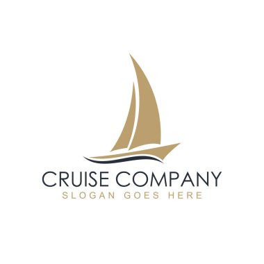 Yat teknesi logosu. Yat spor kulübü, deniz turu ya da deniz seyahat acentesi basit vektör amblemi.