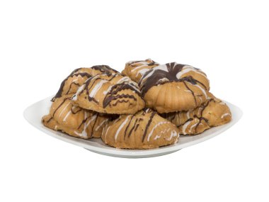 Beyaz bir daire üzerinde çikolata sır ile tanımlama