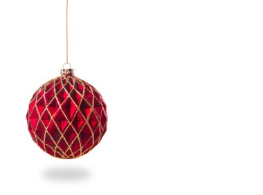 Beyaz arka planda kırmızı Noel topu
