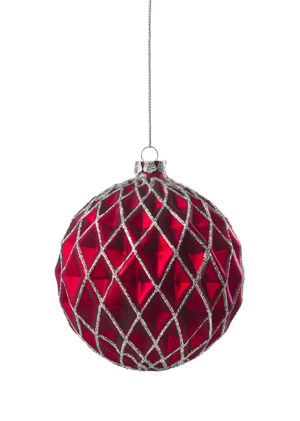 Röd Silver Glitter Christmas Ball — Stockfoto