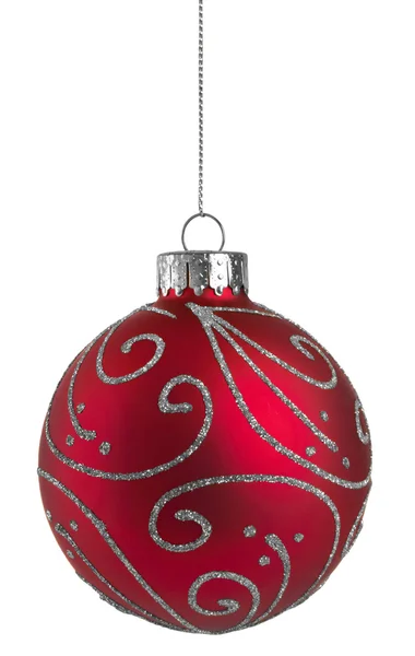 Kırmızı parlak Noel top — Stok fotoğraf