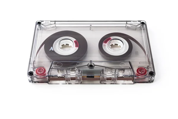 Cassete de áudio vintage no fundo branco — Fotografia de Stock