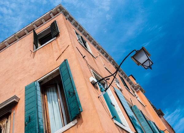 Windows and a street light at Murano, Venice, Italy