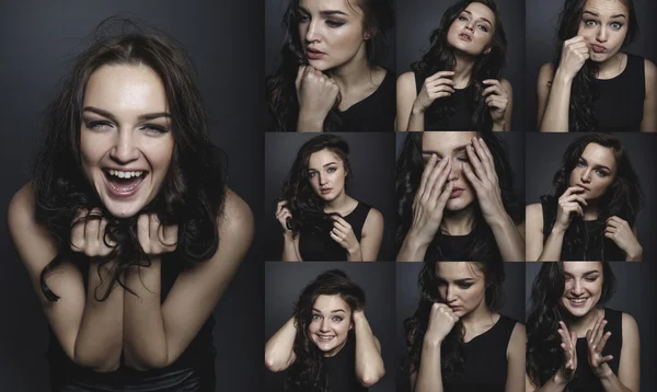 Alegre feliz sonriente chica en el estudio collage —  Fotos de Stock