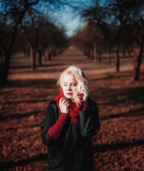 Sonbahar Park gizemli yalnız kadın