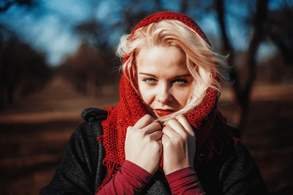 Sonbahar Park gizemli yalnız kadın