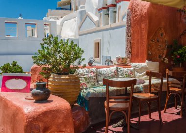 Oia, Santorini café'de gün ışığı
