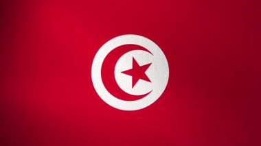 Tunus bayrağı rüzgarda dalgalanıyor. Döngülü animasyon. Geçmişi. Ülkenin ulusal günü ve bayramları için kavram.