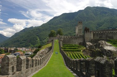 City wall of Bellinzona, Ticino, Switzarland clipart