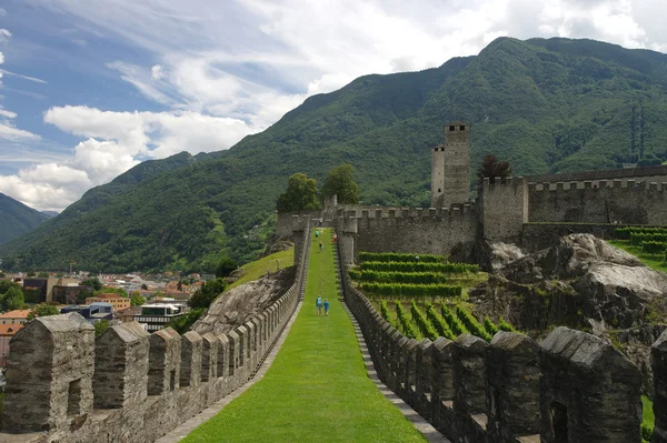 Bellinzona, Ticino, Switzarland şehir duvar — Stok fotoğraf