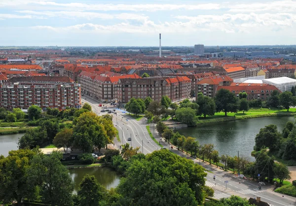 A légi felvétel a Amagerbro kerület, Koppenhága, Dánia — Stock Fotó