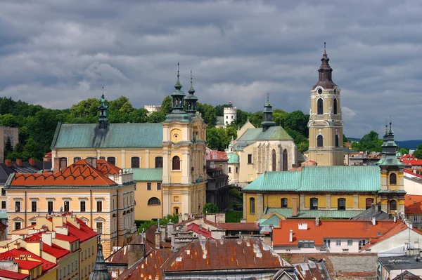 Вид с воздуха на центр города Пшемышль, Польша — стоковое фото