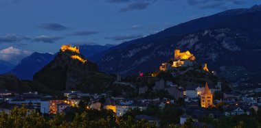 Sion, İsviçre'nin nightscape