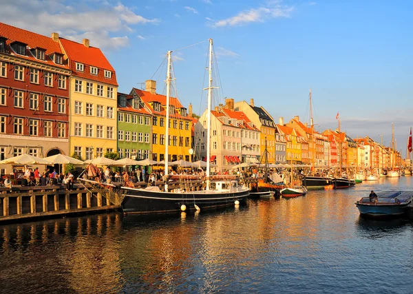 Copenhague Nyhavn district au coucher du soleil — Photo