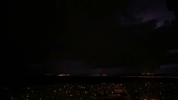 Tormenta nocturna y relámpago — Vídeo de stock