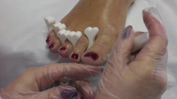 Tratamento de Spa de Pedicure no salão de pés — Vídeo de Stock