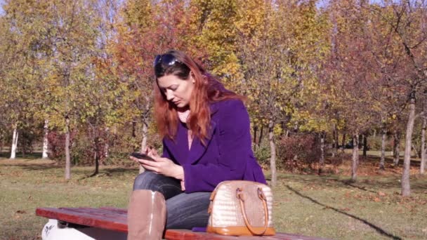 Bir smartphone içinde bilgi arayan kadın — Stok video