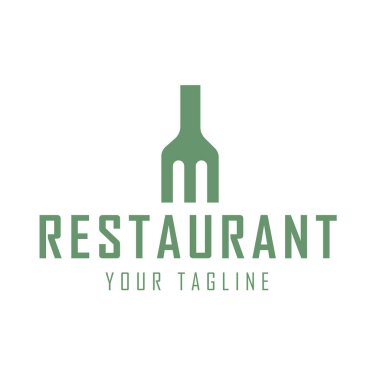 Üç Tine Fork logosu. Restoran, Mutfak, Yiyecek ve Hizmet Sembolü
