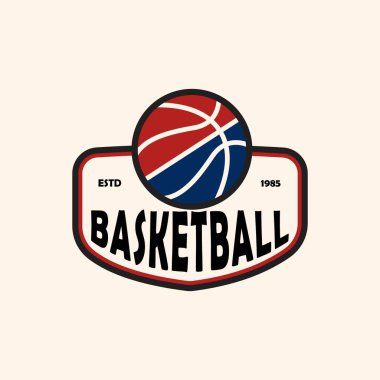 Modern Shield Shape ve Klasik Typography ile Vintage Style Basketball Amblem Design