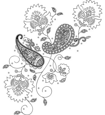 Paisley mehndi vektör çiçek tasarım