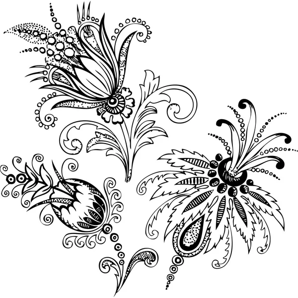 Paisley mehndi vektor virág rajzolatú — Stock Vector