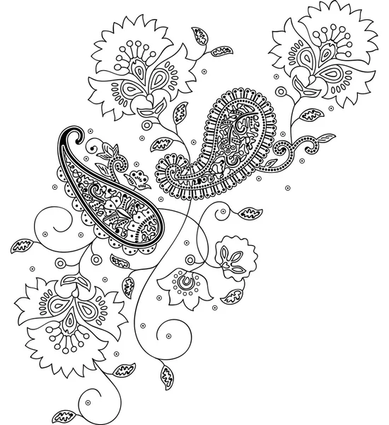 Paisley mehndi vector bloemdessin — Stockvector