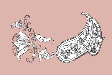 Paisley mehndi vektör çiçek tasarım