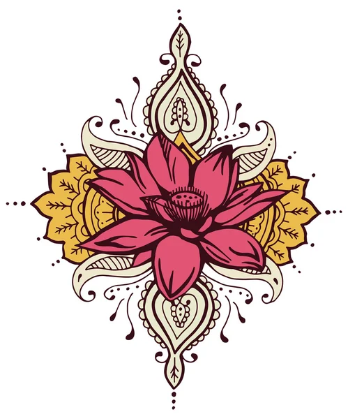 Lotus Paisley Henna Design — Stockvektor