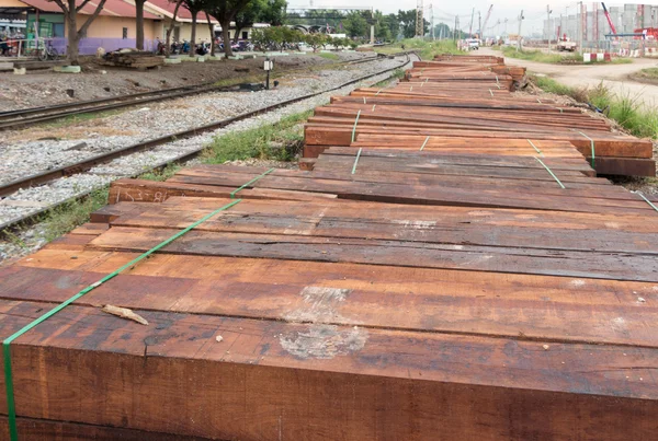 Stack of train sleeper log — Stock Photo, Image