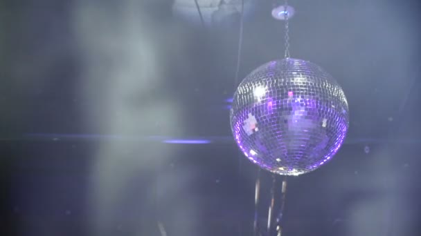 Disco ball glows in the club — Stock Video