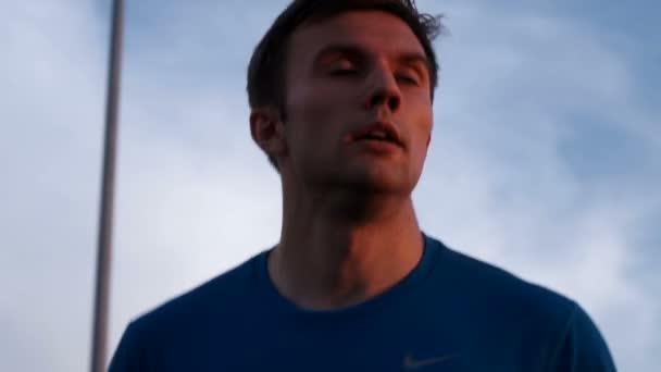 Closeup of the face of the athlete while Jogging — Stock Video