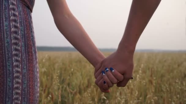 Chlapec a dívka se drží za ruce — Stock video