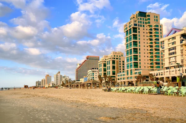 Písečné pláže v centru Tel Aviv, Izrael — Stock fotografie