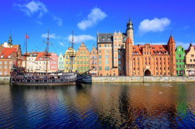 Gdansk ana şehir nehirden, Polonya
