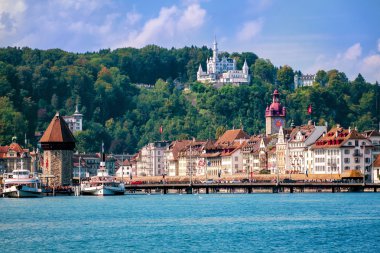 Lucerne, Switzerland, view of the old town from Lake Lucerne