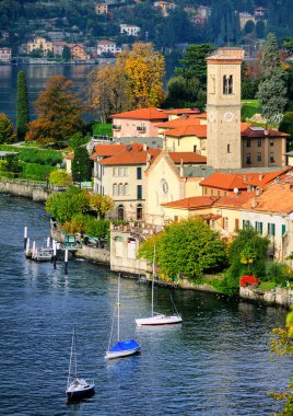 Como Gölü kıyısında Bellagio, Milan, İtalya