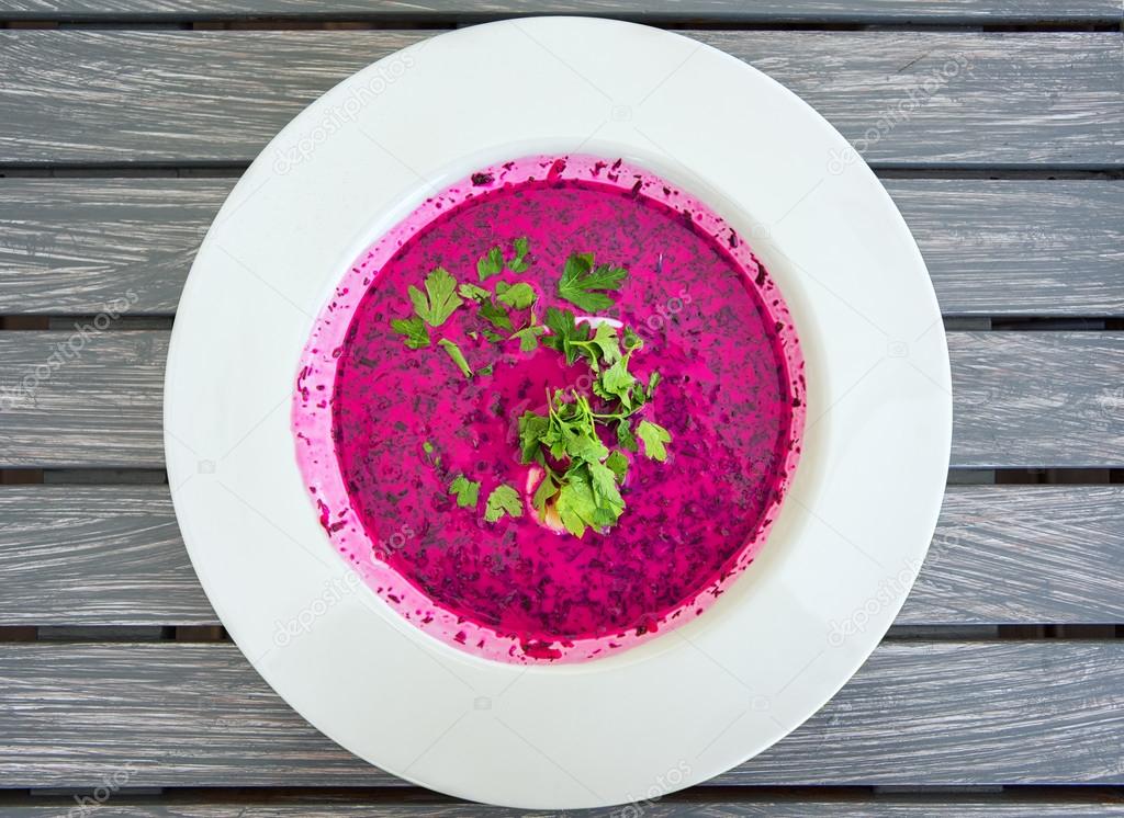 Chlodnik - cold polish beet soup, a famous dish of polish cuisin