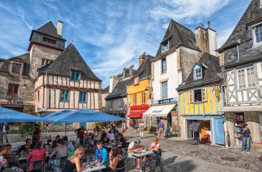 Lively town square in Quimper, Brittany, France clipart