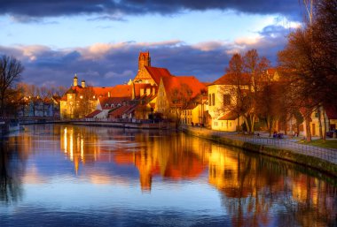 Old gothic town Landshut, the former capital of Bavaria, on Isar river