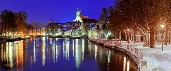 Kota Gothic Landshut di sungai Isar oleh Munich, Bavaria, Jerman — Stok Foto