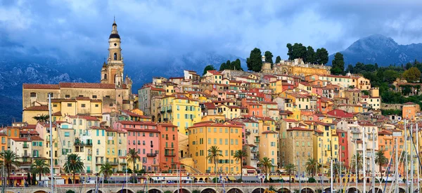 Panoramic view of the old town of Menton, Provence, France — стокове фото