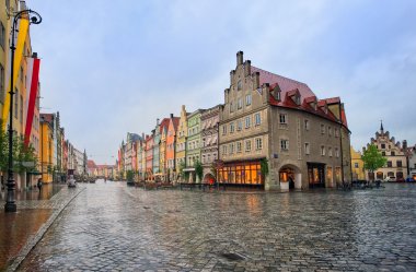 Old gothic street in bavarian town by Munich, Germany