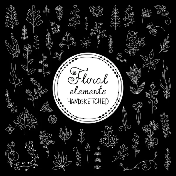 Hand getekend vintage floral elementen — Stockvector